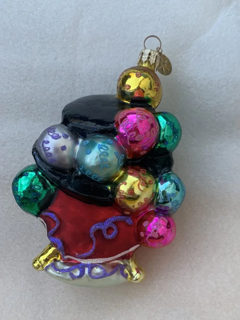 Vintage CHRISTOPHER RADKO WOUND MIDNIGHT CLOCK GLASS ORNAMENT 2001 Mouth Blown
